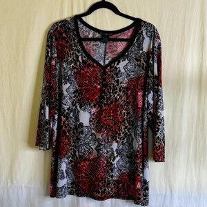 Suzie in the City Women's Pullover Colorful 3/4 Sleeve Top Blouse Plus Size 3X